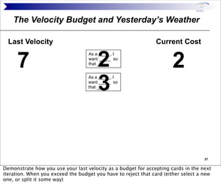 The Velocity Budget and Yesterday’s Weather

  Last Velocity                                                Current Cost

...