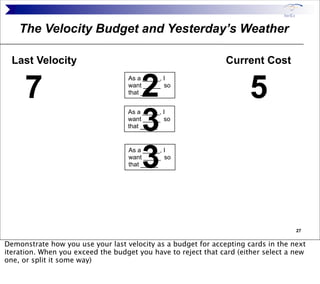 The Velocity Budget and Yesterday’s Weather

  Last Velocity                                                Current Cost

...