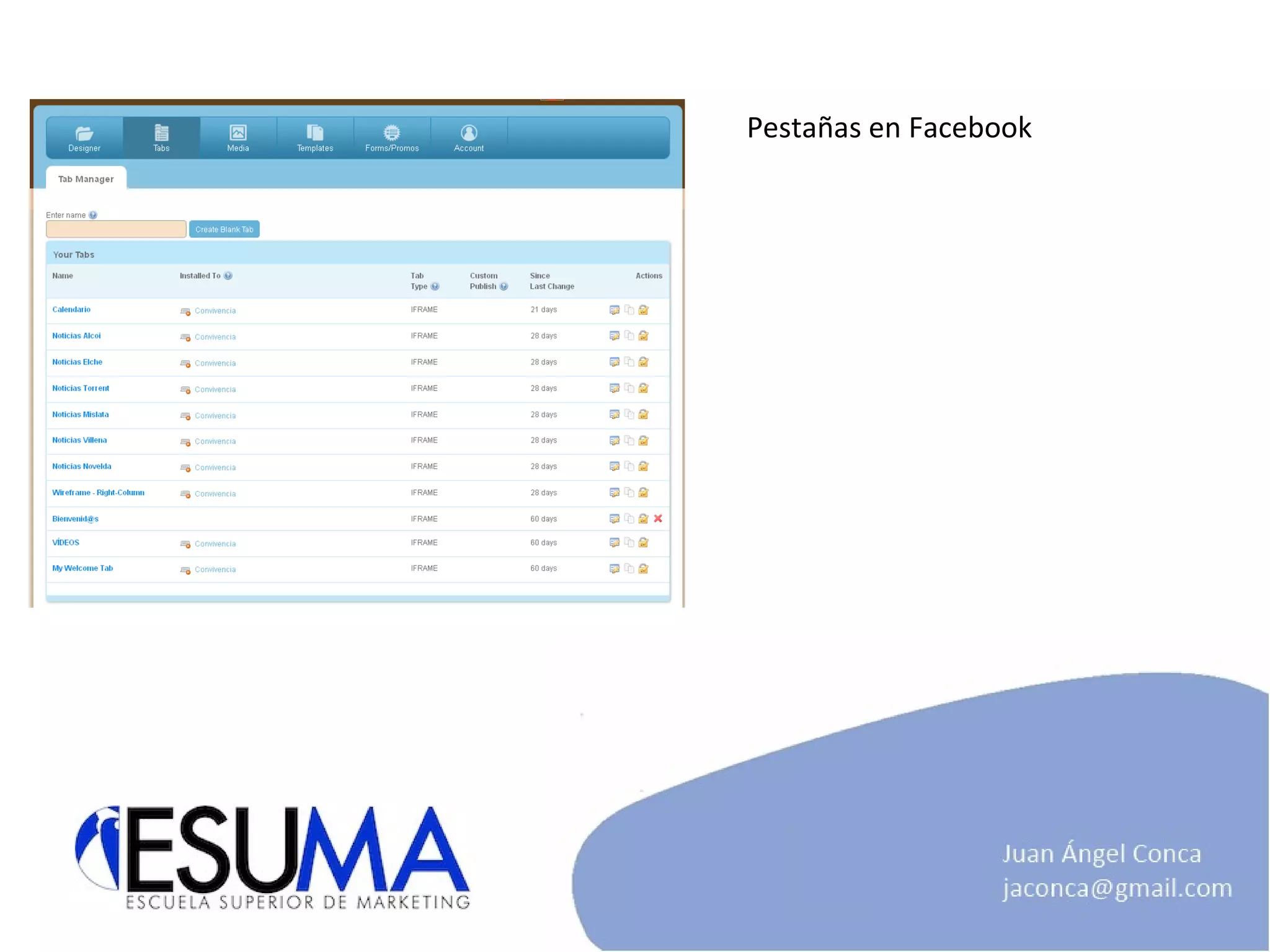 Pestañas en Facebook 