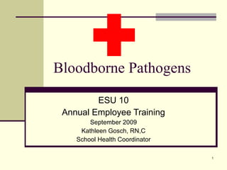 Bloodborne Pathogens ESU 10 Annual Employee Training Kathleen Gosch, RN,C School Health Coordinator 