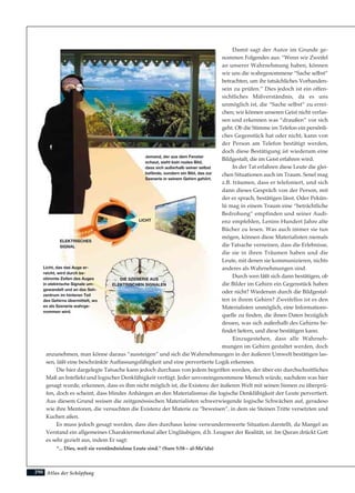 Atlas der Schöpfung
Damit sagt der Autor im Grunde ge-
nommen Folgendes aus: “Wenn wir Zweifel
an unserer Wahrnehmung haben, können
wir uns die wahrgenommene “Sache selbst”
betrachten, um ihr tatsächliches Vorhanden-
sein zu prüfen.” Dies jedoch ist ein offen-
sichtliches Mißverständnis, da es uns
unmöglich ist, die “Sache selbst” zu errei-
chen; wir können unseren Geist nicht verlas-
sen und erkennen was “draußen” vor sich
geht. Ob die Stimme im Telefon ein persönli-
ches Gegenstück hat oder nicht, kann von
der Person am Telefon bestätigt werden,
doch diese Bestätigung ist wiederum eine
Bildgestalt, die im Geist erfahren wird.
In der Tat erfahren diese Leute die glei-
chen Situationen auch im Traum. Senel mag
z.B. träumen, dass er telefoniert, und sich
dann dieses Gespräch von der Person, mit
der er sprach, bestätigen lässt. Oder Pekün-
lü mag in einem Traum eine “beträchtliche
Bedrohung” empfinden und seiner Audi-
enz empfehlen, Lenins Hundert Jahre alte
Bücher zu lesen. Was auch immer sie tun
mögen, können diese Materialisten niemals
die Tatsache verneinen, dass die Erlebnisse,
die sie in ihren Träumen haben und die
Leute, mit denen sie kommunizieren, nichts
anderes als Wahrnehmungen sind.
Durch wen läßt sich dann bestätigen, ob
die Bilder im Gehirn ein Gegenstück haben
oder nicht? Wiederum durch die Bildgestal-
ten in ihrem Gehirn? Zweifellos ist es den
Materialisten unmöglich, eine Informations-
quelle zu finden, die ihnen Daten bezüglich
dessen, was sich außerhalb des Gehirns be-
findet liefern, und diese bestätigen kann.
Einzugestehen, dass alle Wahrneh-
mungen im Gehirn gestaltet werden, doch
anzunehmen, man könne daraus “aussteigen” und sich die Wahrnehmungen in der äußeren Umwelt bestätigen las-
sen, läßt eine beschränkte Auffassungsfähigkeit und eine pervertierte Logik erkennen.
Die hier dargelegte Tatsache kann jedoch durchaus von jedem begriffen werden, der über ein durchschnittliches
Maß an Intellekt und logischer Denkfähigkeit verfügt. Jeder unvoreingenommene Mensch würde, nachdem was hier
gesagt wurde, erkennen, dass es ihm nicht möglich ist, die Existenz der äußeren Welt mit seinen Sinnen zu überprü-
fen, doch es scheint, dass blindes Anhängen an den Materialismus die logische Denkfähigkeit der Leute pervertiert.
Aus diesem Grund weisen die zeitgenössischen Materialisten schwerwiegende logische Schwächen auf, geradeso
wie ihre Mentoren, die versuchten die Existenz der Materie zu “beweisen”, in dem sie Steinen Tritte versetzten und
Kuchen aßen.
Es muss jedoch gesagt werden, dass dies durchaus keine verwundernswerte Situation darstellt, da Mangel an
Verstand ein allgemeines Charaktermerkmal aller Ungläubigen, d.h. Leugner der Realität, ist. Im Quran drückt Gott
es sehr gezielt aus, indem Er sagt:
“... Dies, weil sie verständnislose Leute sind.” (Sure 5:58 – al-Ma’ida)
290
ELEKTRISCHES
SIGNAL
LICHT
DIE SZENERIE AUS
ELEKTRISCHEN SIGNALEN
Jemand, der aus dem Fenster
schaut, sieht kein reales Bild,
dass sich außerhalb seiner selbst
befände, sondern ein Bild, das zur
Szenerie in seinem Gehirn gehört.
Licht, das das Auge er-
reicht, wird durch be-
stimmte Zellen des Auges
in elektrische Signale um-
gewandelt und an das Seh-
zentrum im hinteren Teil
des Gehirns übermittelt, wo
es als Szenerie wahrge-
nommen wird.
 