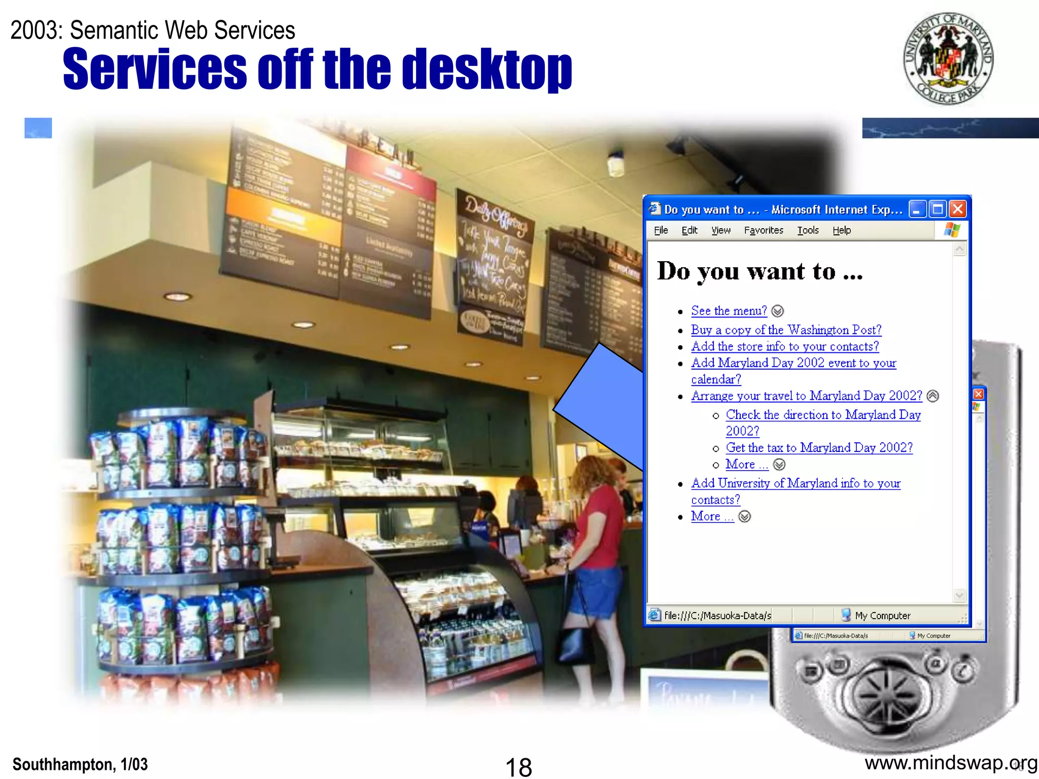 Services off the desktop2003: Semantic Web Services