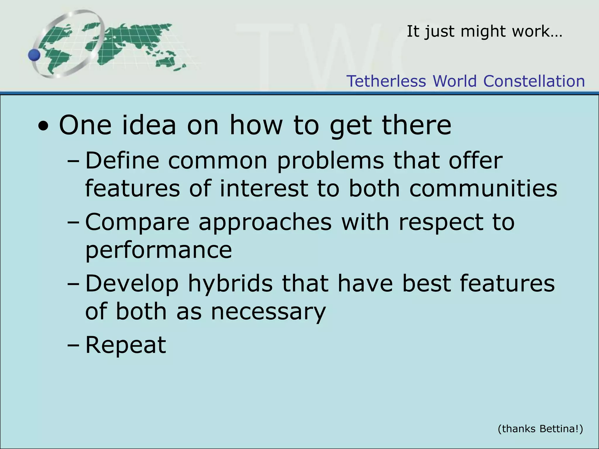 My Challenge to youA sufficient formalism for Semantic Web applications mustProvide a model that accounts for linked data What is the equivalent of a DB calculus?Provide a means for evaluating incomplete reasonersIn practice we must be able to model A-box effects as formally as T-box technologies