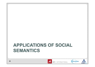 APPLICATIONS OF SOCIAL
     SEMANTICS

23
 