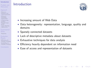 Introduction
Problem and
Motivation
Approach
Resource
Instance and
Type Extraction
Resource
Sampling
Approaches
Constructi...