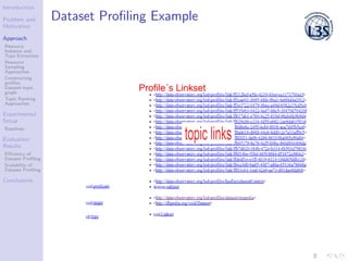 Introduction
Problem and
Motivation
Approach
Resource
Instance and
Type Extraction
Resource
Sampling
Approaches
Constructi...