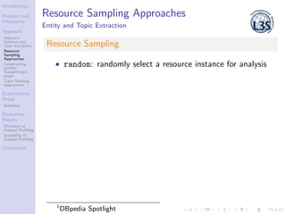 Introduction
Problem and
Motivation
Approach
Resource
Instance and
Type Extraction
Resource
Sampling
Approaches
Constructi...