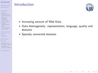 Introduction
Problem and
Motivation
Approach
Resource
Instance and
Type Extraction
Resource
Sampling
Approaches
Constructi...