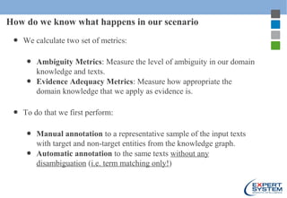 How do we know what happens in our scenario
● We calculate two set of metrics:
● Ambiguity Metrics: Measure the level of a...