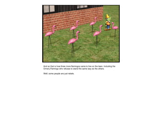 And so that is how three more flamingos came to live on the lawn. Including the Ornery Flamingo who refuses to stand the same way as the others. Well, some people are just rebels.  