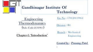 Gandhinagar Institute Of
Technology
En. No : 170120119064
Division : B1
Branch : Mechanical
Engineering
Created by : Prasang Patel
 