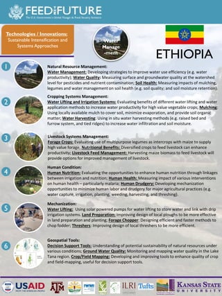 The Feed the Future Sustainable Intensification Innovation Lab activities in Ethiopia