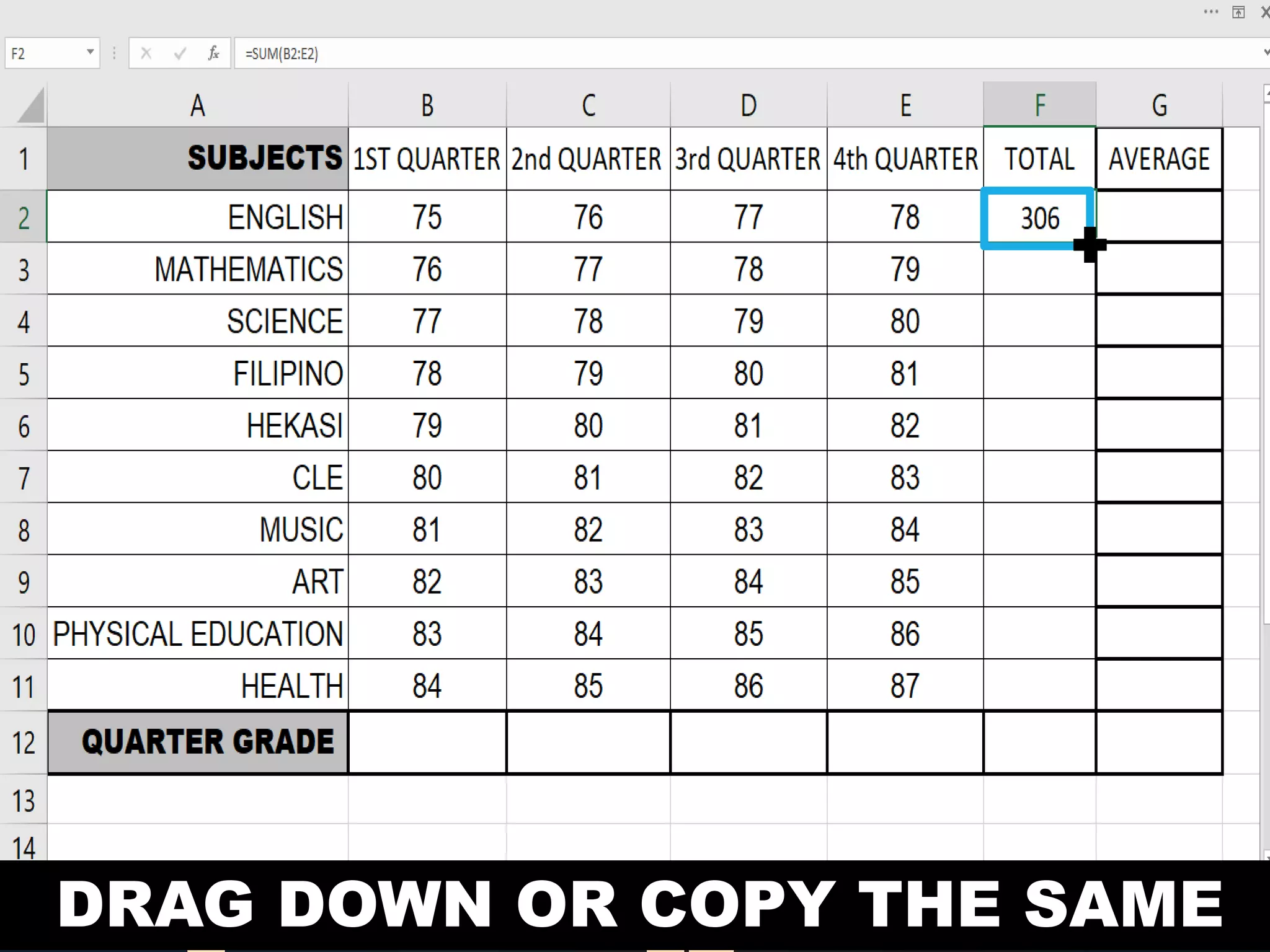 DRAG DOWN OR COPY THE SAME
 
