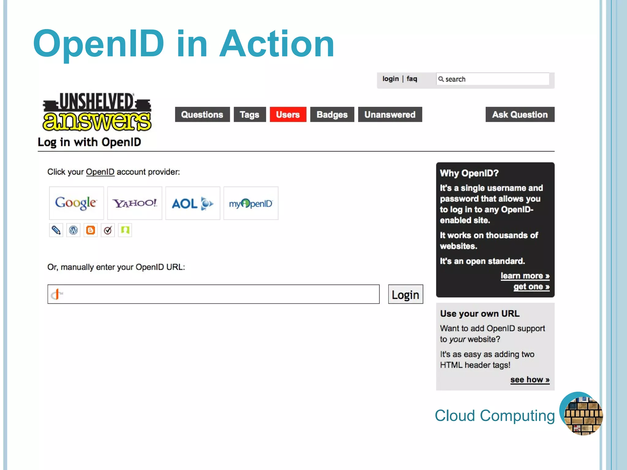 Cloud Computing OpenID in Action 