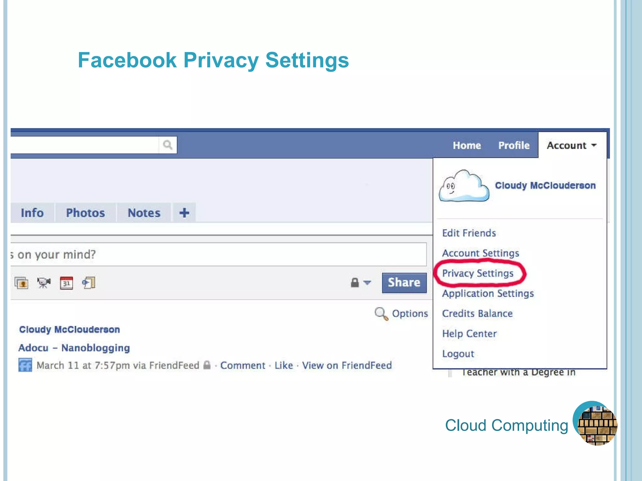 Cloud Computing Facebook Privacy Settings 
