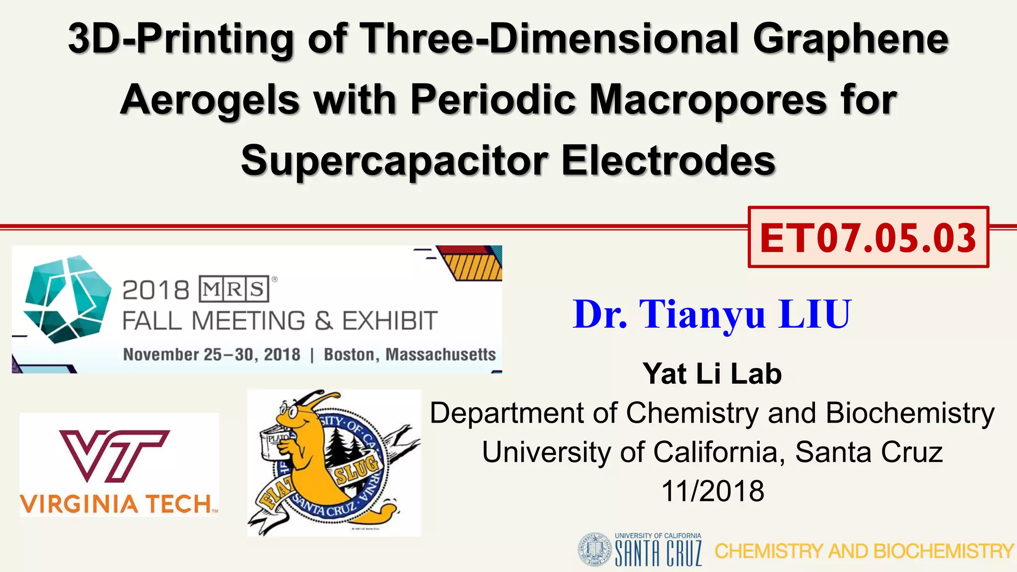 3DPrinting of ThreeDimensional Graphene Aerogels with Periodic