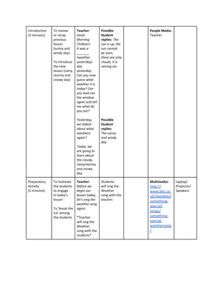 Weather Lesson Plan | PDF