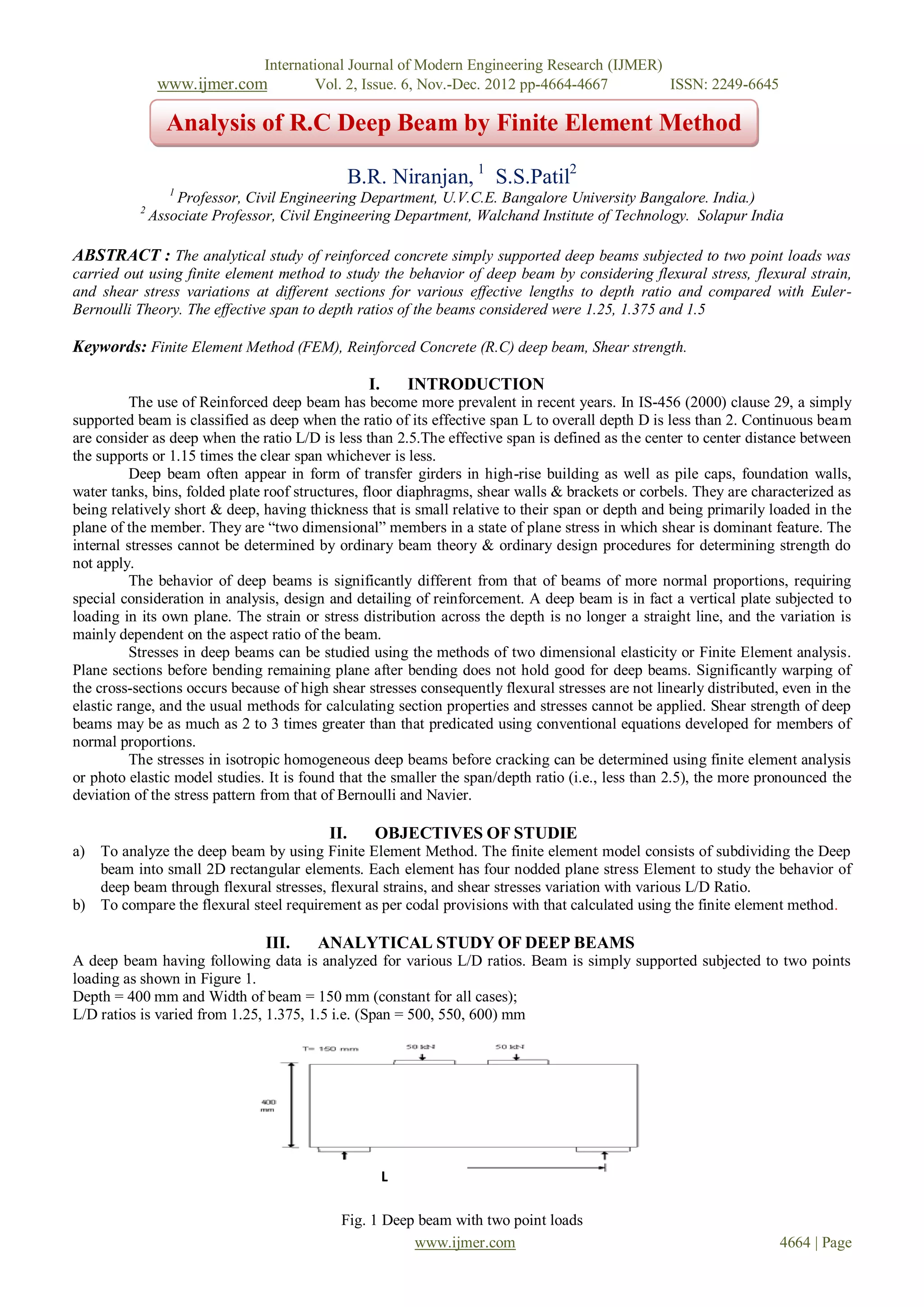 Analysis of R.C Deep Beam by Finite Element Method | PDF
