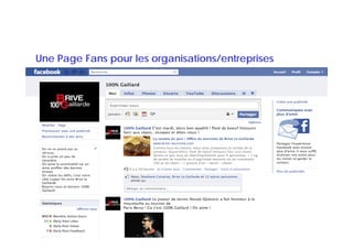 Une Page Fans pour les organisations/entreprises
 