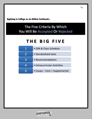 14



Applying to College as an Athlete Continued...
 