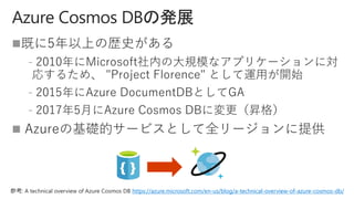 
﹣
﹣
﹣

参考: A technical overview of Azure Cosmos DB https://azure.microsoft.com/en-us/blog/a-technical-overview-of-azure-cosmos-db/
 