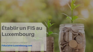 Établir un FIS au
Luxembourg
Une présentation créé par
Fiduciaire-Luxembourg.com
 
