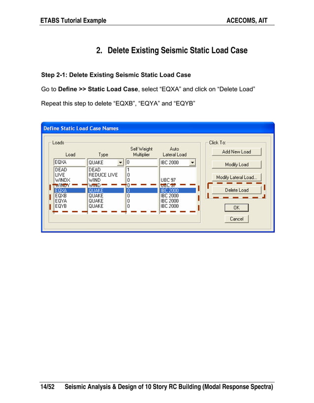 Etabs example-rc building seismic load response- | PDF