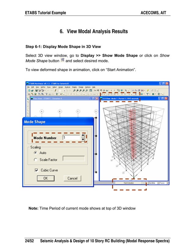 Etabs example-rc building seismic load response- | PDF