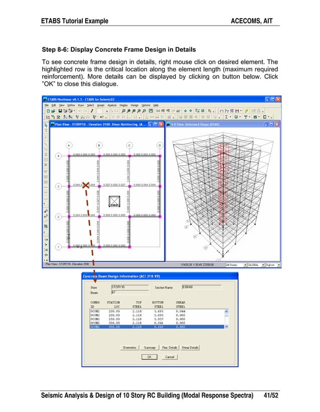 Etabs example-rc building seismic load response- | PDF