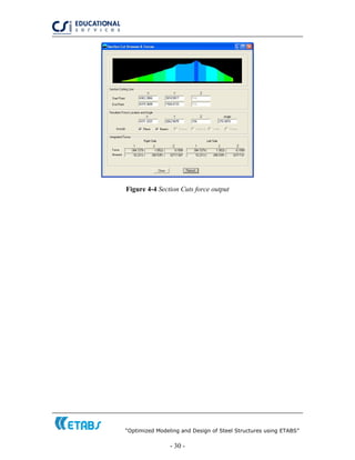 “Optimized Modeling and Design of Steel Structures using ETABS”
- 30 -
Figure 4-4 Section Cuts force output
 