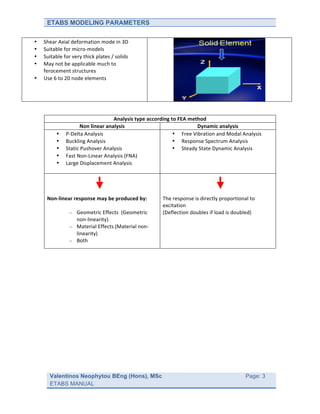 Etabs modelling parameters | PDF