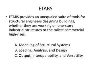 ANALYSIS AND DESIGN OF HIGH RISE BUILDING BY USING ETABS | PPTX