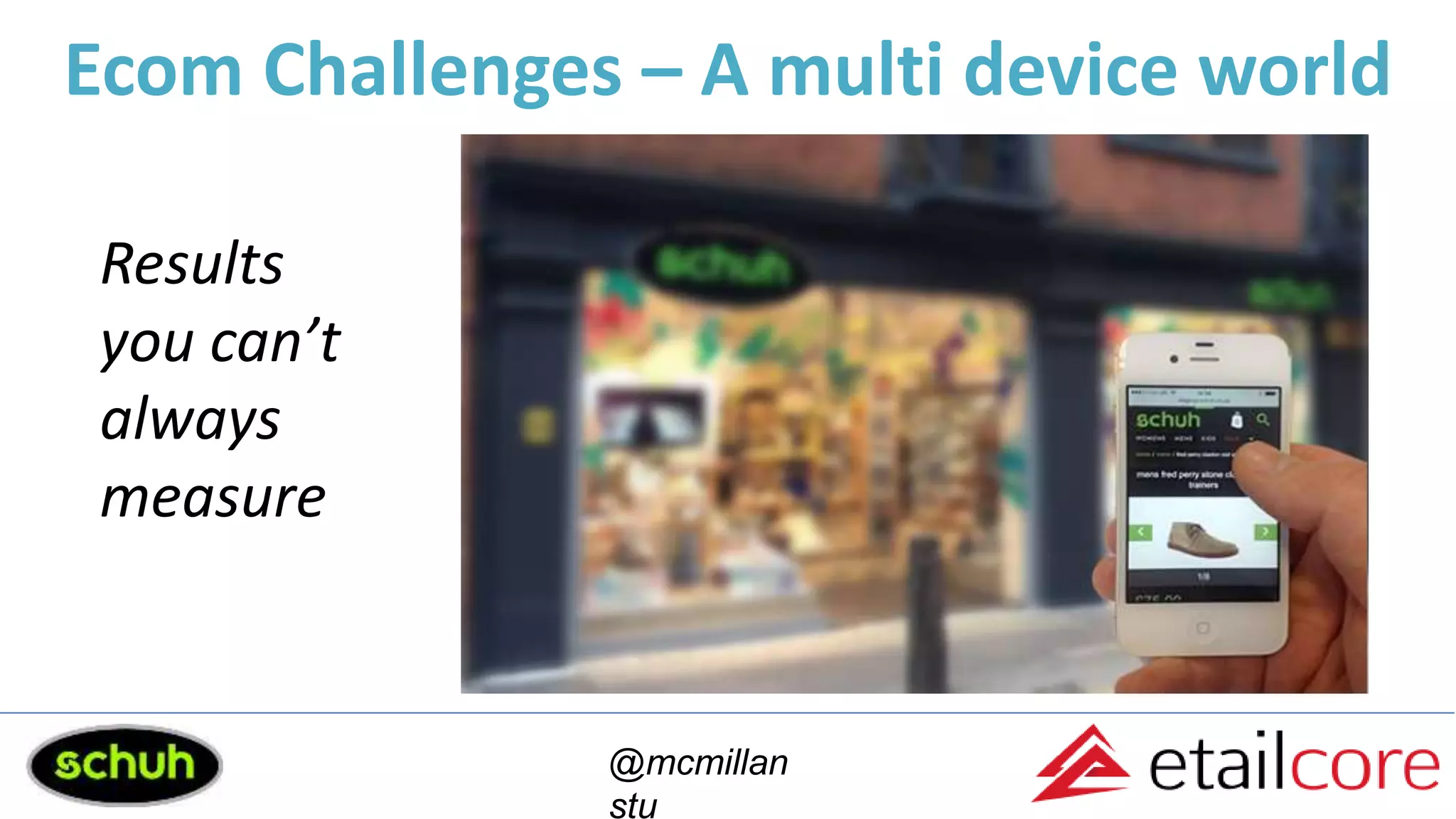 Ecom Challenges – A multi device world
@mcmillan
stu
Results
you can’t
always
measure
 