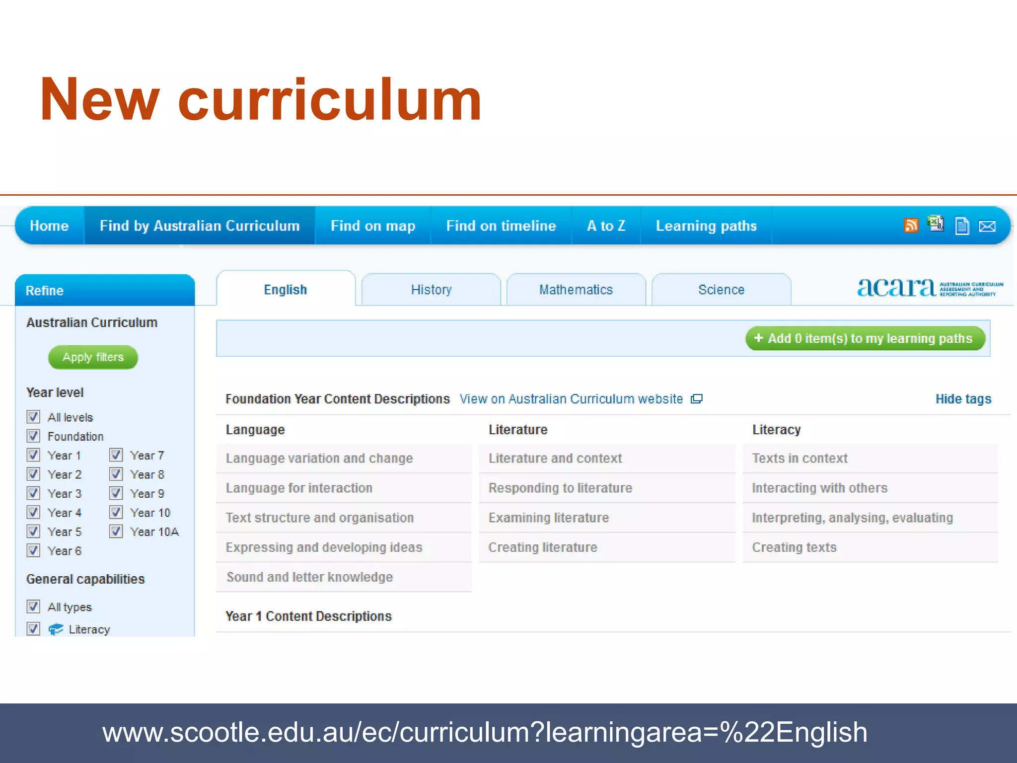 New curriculum




  www.scootle.edu.au/ec/curriculum?learningarea=%22English
 