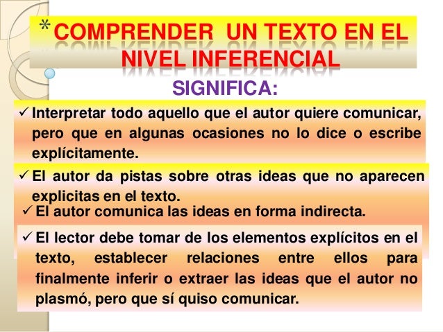 Etapa 3. comprensión inferencial de la lectura.