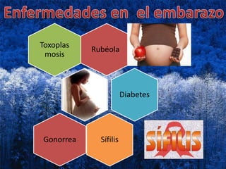 Rubéola
Toxoplas
mosis
Diabetes
SífilisGonorrea
 