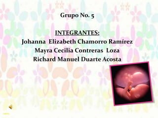 Grupo No. 5
INTEGRANTES:
Johanna Elizabeth Chamorro Ramírez
Mayra Cecilia Contreras Loza
Richard Manuel Duarte Acosta
 