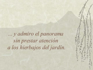 ... y admiro el panorama  sin prestar atención  a los hierbajos del jardín. 