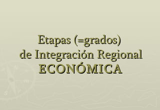 Etapas (=grados)   de Integración Regional  ECONÓMICA 