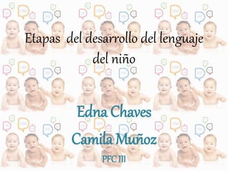 Etapas del desarrollo del lenguaje
del niño
Edna Chaves
Camila Muñoz
PFC III
 