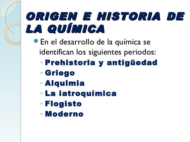 Etapas de la química