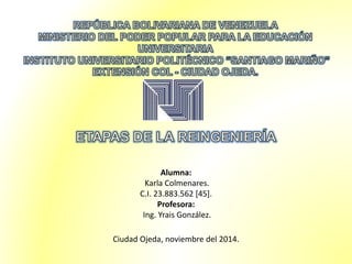 Alumna: 
Karla Colmenares. 
C.I. 23.883.562 [45]. 
Profesora: 
Ing. Yrais González. 
Ciudad Ojeda, noviembre del 2014. 
 