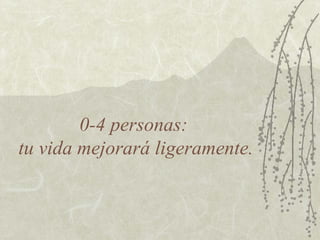 0-4 personas:
tu vida mejorará ligeramente.

 
