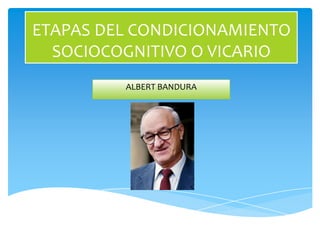 ETAPAS DEL CONDICIONAMIENTO
  SOCIOCOGNITIVO O VICARIO
         ALBERT BANDURA
 