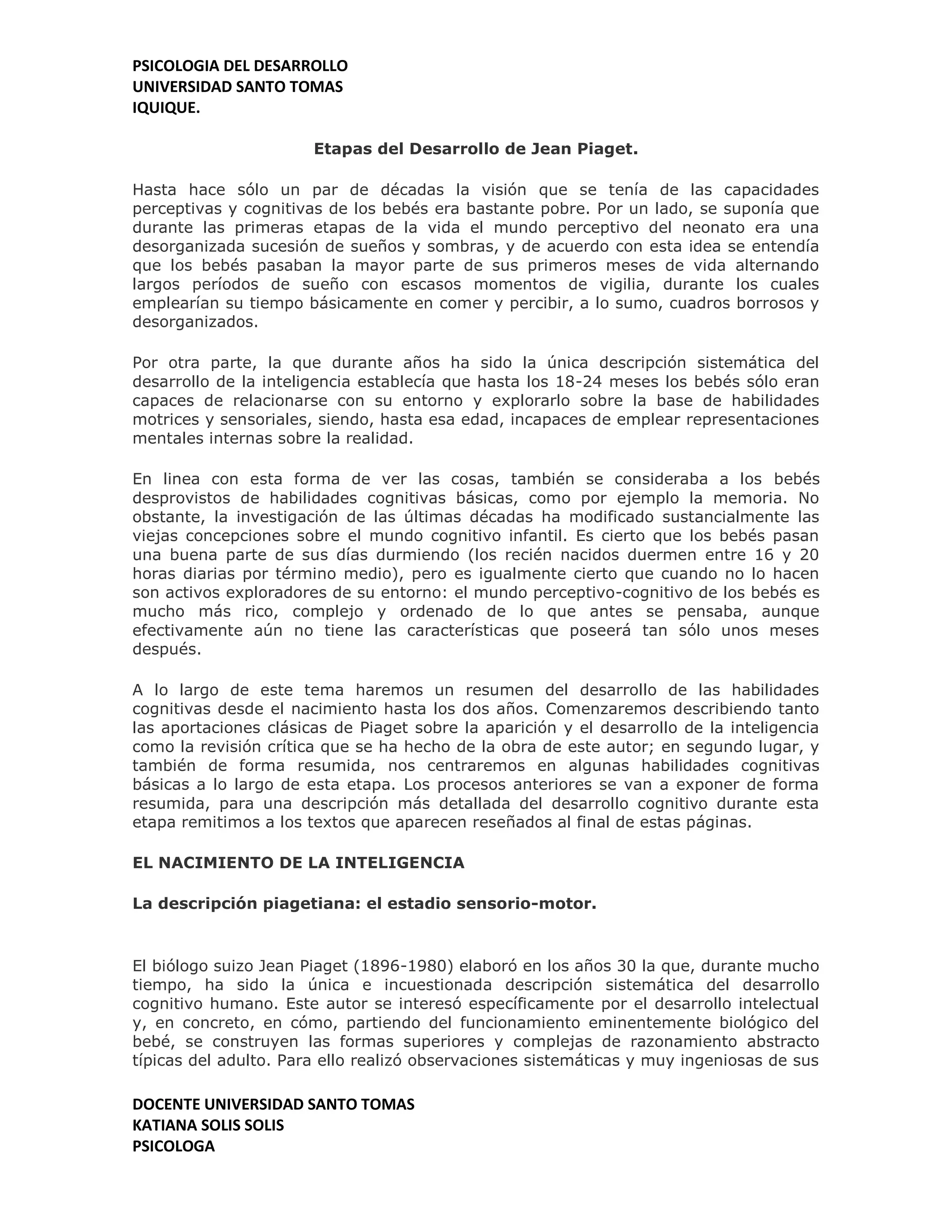 Etapas del desarrollo de jean piaget | PDF