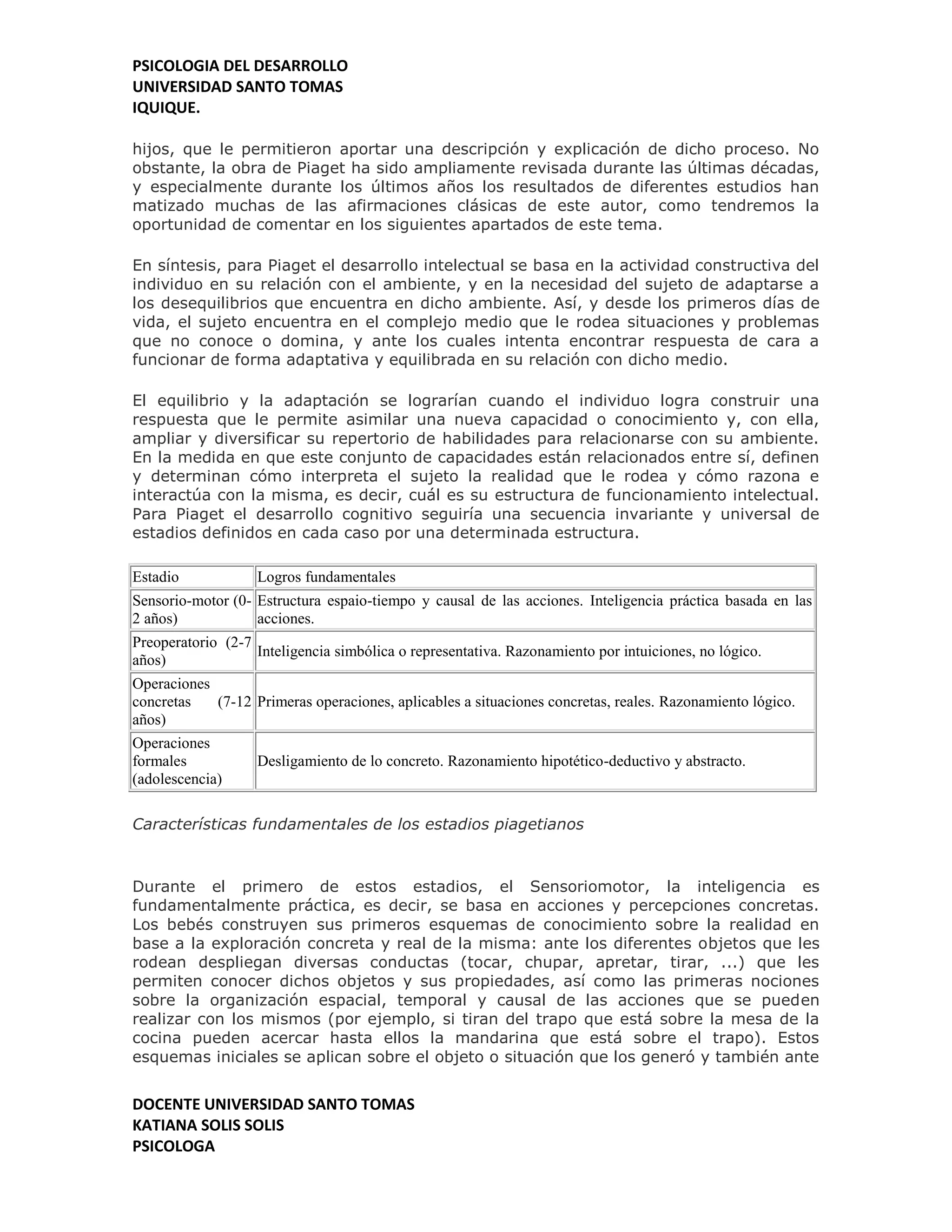 Etapas del desarrollo de jean piaget | PDF