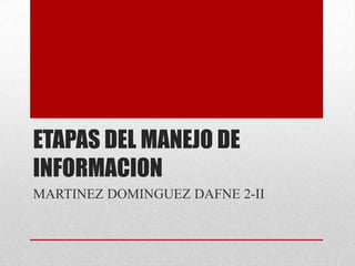 ETAPAS DEL MANEJO DE
INFORMACION
MARTINEZ DOMINGUEZ DAFNE 2-II
 