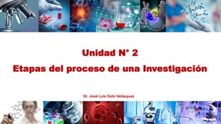 Unidad N° 2
Etapas del proceso de una Investigación
Dr. José Luis Soto Velásquez
 