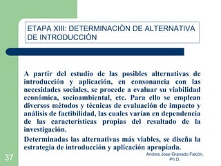 ETAPA XIII: DETERMINACIÒN DE ALTERNATIVA
      DE INTRODUCCIÒN



     A partir del estudio de las posibles alternativas d...