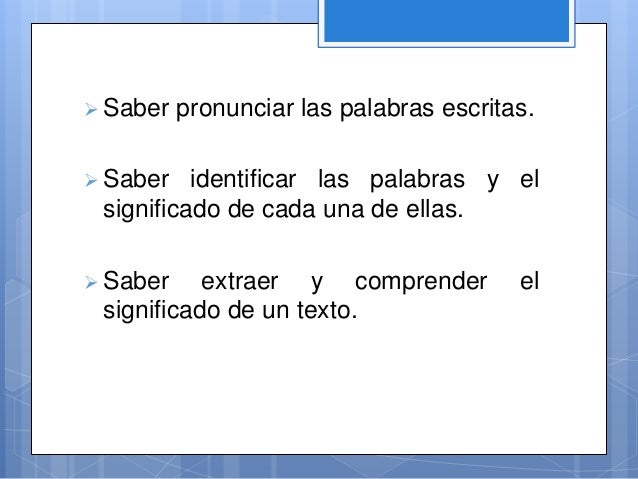 Etapas del proceso de la lectura